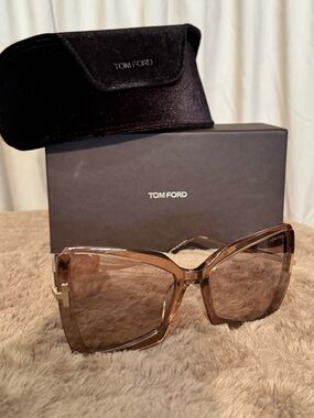 Tom Ford Gia Women's Brown Oversized Square Sunglasses